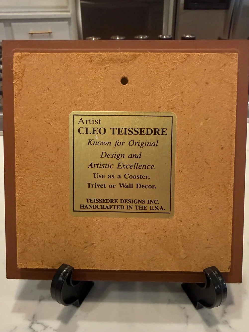 Vintage Cleo Teissedre Southwestern Ceramic Art Tile Trivet Wall Decor 6”